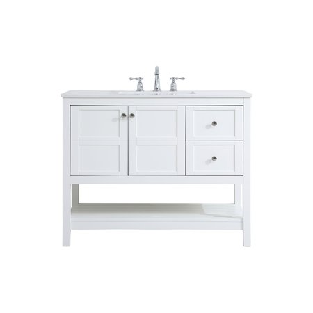 ELEGANT DECOR 42 Inch Single Bathroom Vanity In White VF16442WH